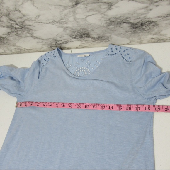 J. Jill Eyelet Bell Sleeve Tunic Top Blue | Size Small - Picture 10 of 16